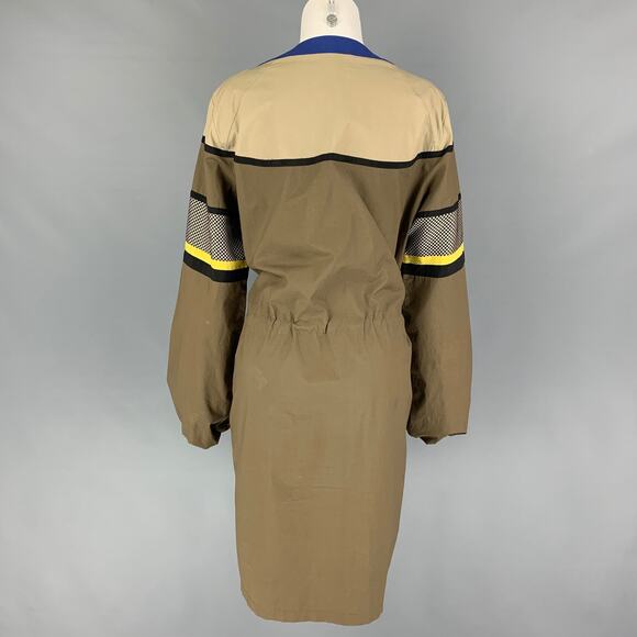 ETRO Size 12 Taupe Black Mixed Patterns Drawstring Dress - Picture 3 of 5